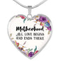 Motherhood All Love Begins And Ends There Heart Necklace