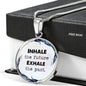 Inhale The Future Exhale The Past Round Necklace