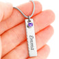 Personalized Birthstone Engraving, Customize Name Bar Necklace Custom Name Necklace Stainless Steel Pendant Women