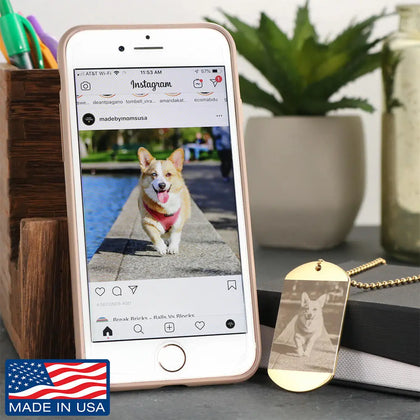 Photo Etched Dog Tag with Ball Chain (Stainless) / No