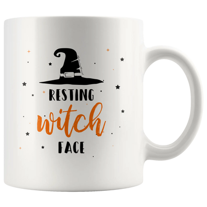 Resting Witch Face Halloween Mug White