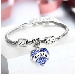 Silver Plated Charm Family And Nurse Bracelet Best Gift For Her
