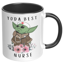 Nurse Baby Yoda with flowers,