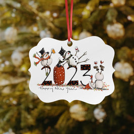 Christmas Ornament Mockup, Ornament On Hand, White Aluminum Ornament, Dye Sublimation Round Aluminum Ornament, New Year 2023