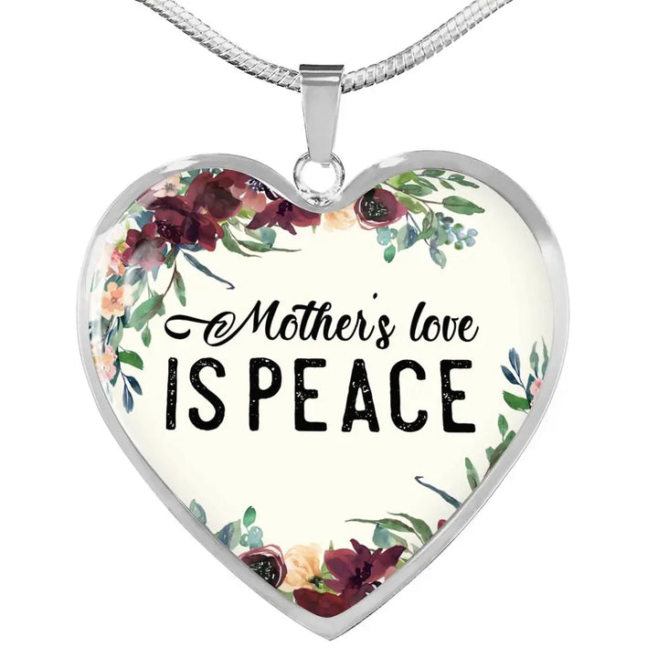 Mother's Love Is Peace Heart Necklace