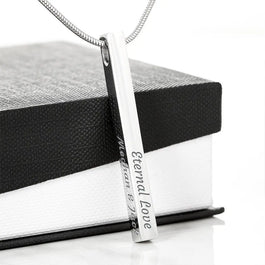 Engraved Vertical Bar Necklace