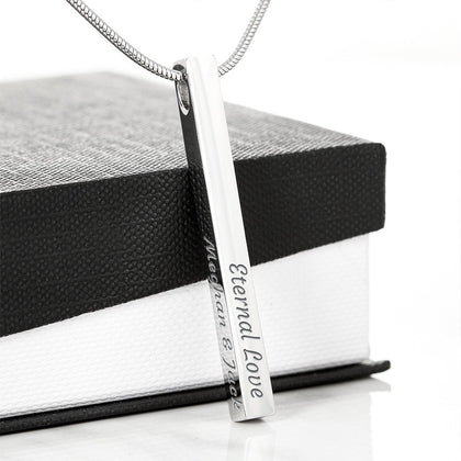 Engraved 4 Sided Stick Necklace (Stainless Steel)