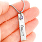 Personalized Birthstone Engraving, Customize Name Bar Necklace Custom Name Necklace Stainless Steel Pendant With POD Card