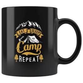 Eat Sleep Camp Repeat - Engraved Coffee Mug Cup - personalized gift for him her, wife, Mom, mama, dad, father,friend gift - camping